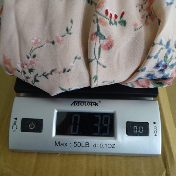 Pink Floral Print V-Neck Blouse Cinched Waist Womens Size L Short Sleeve - Picture 9 of 9